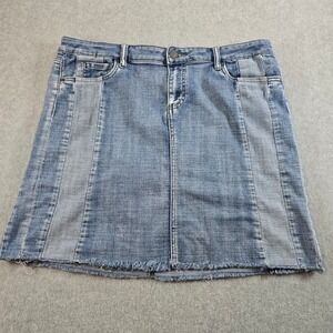 Kut from the Kloth Two-Tone Light Blue Denim Mini Skirt